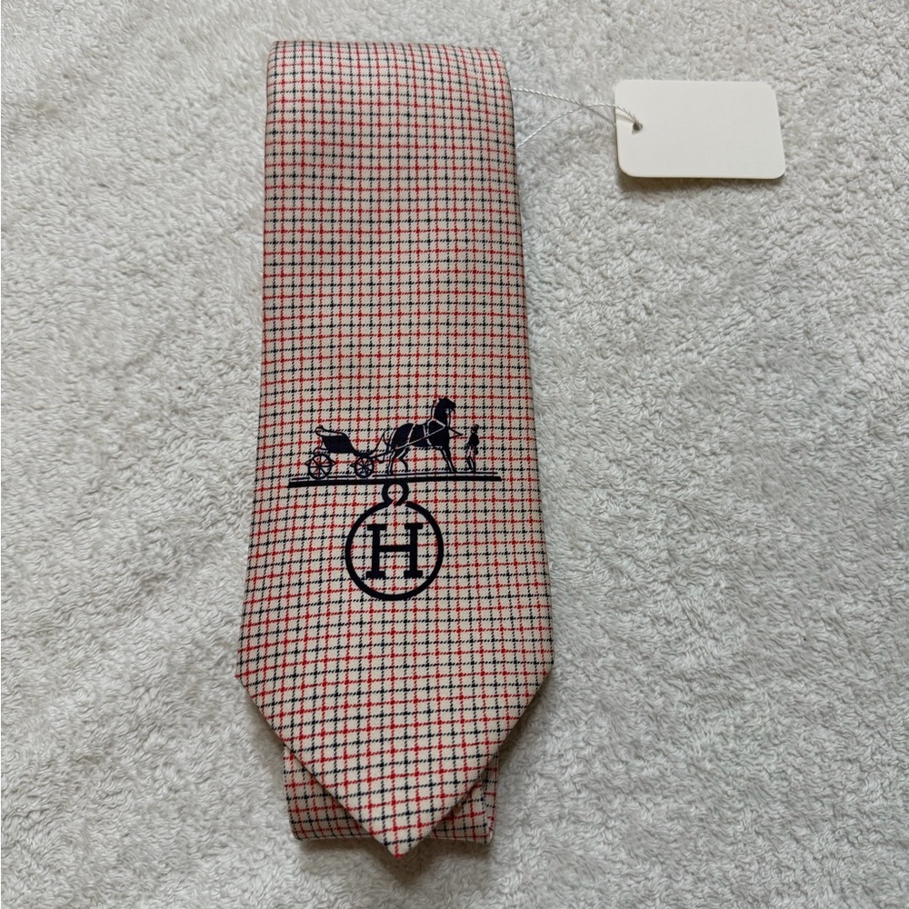 Hermes Red and Blue Patterned Tie